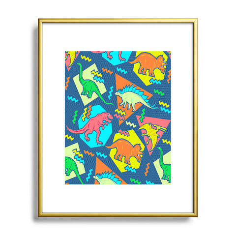 Chobopop 90s Dinosaur Pattern Metal Framed Art Print