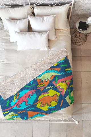 Chobopop 90s Dinosaur Pattern Fleece Throw Blanket