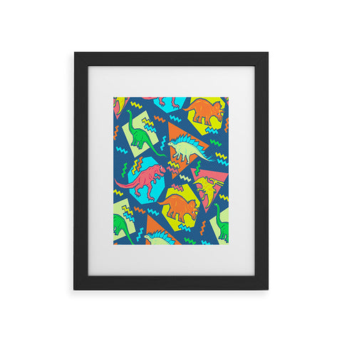 Chobopop 90s Dinosaur Pattern Framed Art Print