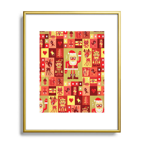 Chobopop Christmas Pattern Nr 2 Metal Framed Art Print