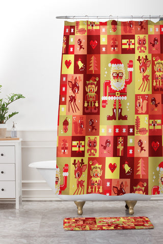Chobopop Christmas Pattern Nr 2 Shower Curtain And Mat