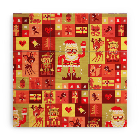Chobopop Christmas Pattern Nr 2 Wood Wall Mural