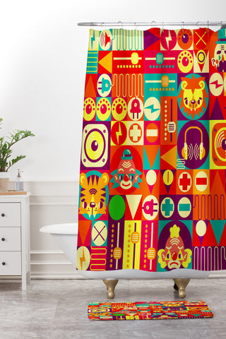 Chobopop Electro Circus Shower Curtain And Mat