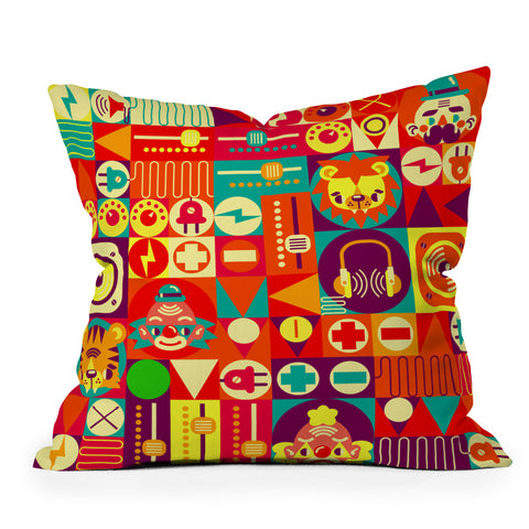 Chobopop Electro Circus Throw Pillow