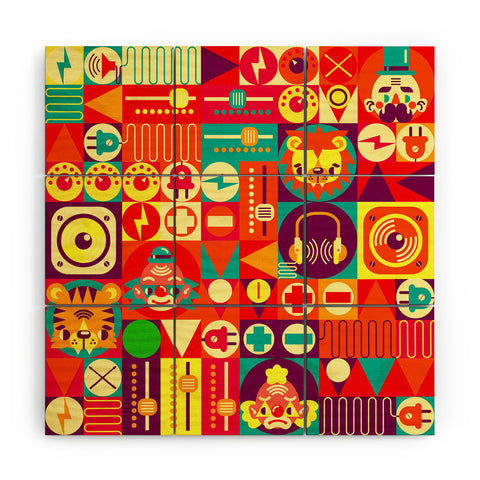 Chobopop Electro Circus Wood Wall Mural