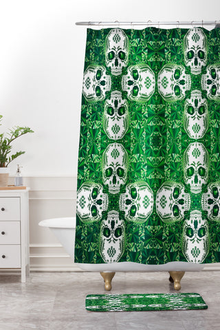 Chobopop Emerald Skull Pattern Shower Curtain And Mat