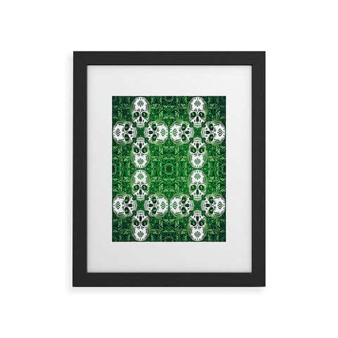 Chobopop Emerald Skull Pattern Framed Art Print