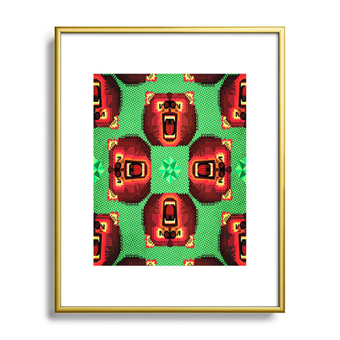 Chobopop Geometric Bear Metal Framed Art Print