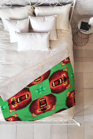 Chobopop Geometric Bear Fleece Throw Blanket