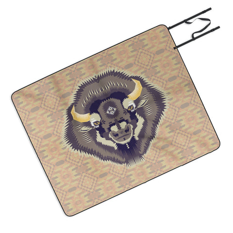 Chobopop Geometric Bison 1 Picnic Blanket
