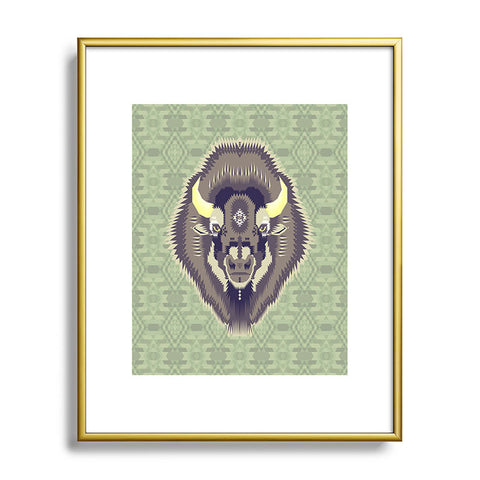 Chobopop Geometric Bison 2 Metal Framed Art Print