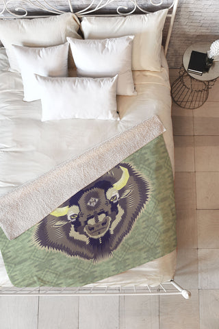 Chobopop Geometric Bison 2 Fleece Throw Blanket