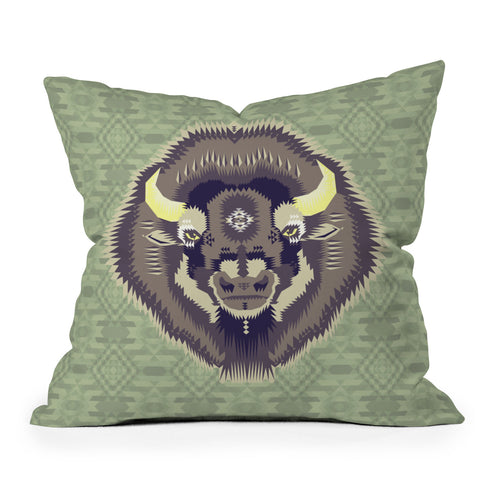 Chobopop Geometric Bison 2 Throw Pillow
