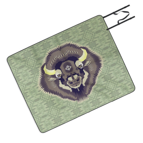 Chobopop Geometric Bison 2 Picnic Blanket