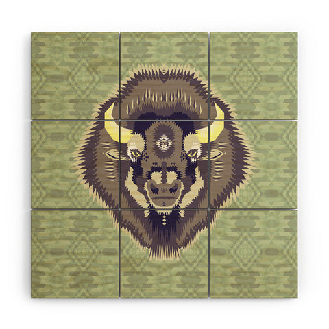 Chobopop Geometric Bison 2 Wood Wall Mural