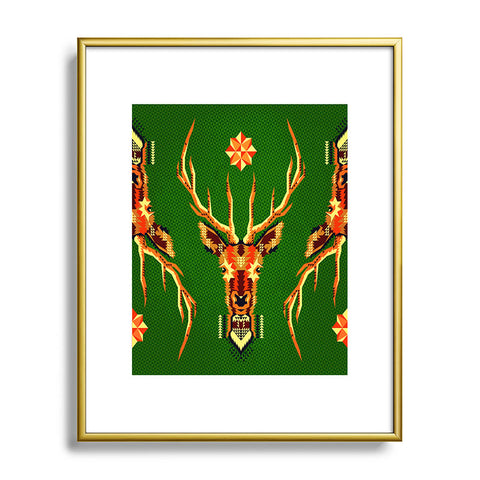 Chobopop Geometric Deer Metal Framed Art Print