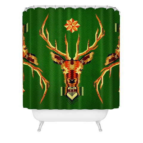 Chobopop Geometric Deer Shower Curtain