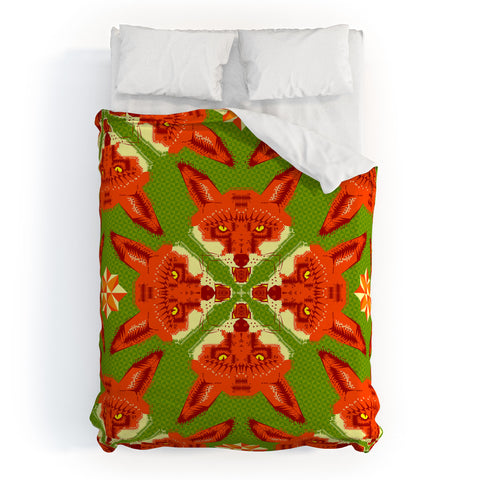 Chobopop Geometric Fox Duvet Cover