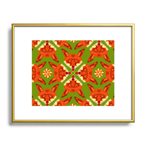 Chobopop Geometric Fox Metal Framed Art Print