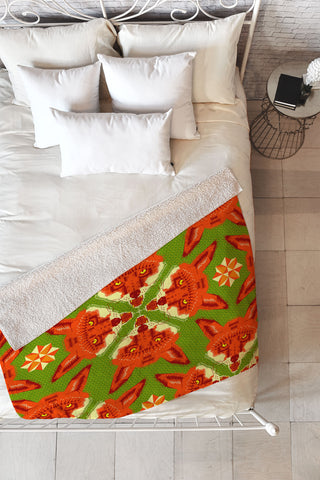 Chobopop Geometric Fox Fleece Throw Blanket