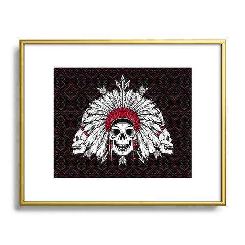 Chobopop Geometric Indian Skull Metal Framed Art Print