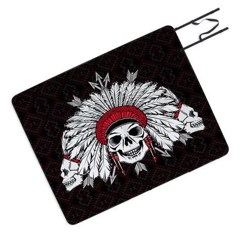Chobopop Geometric Indian Skull Picnic Blanket