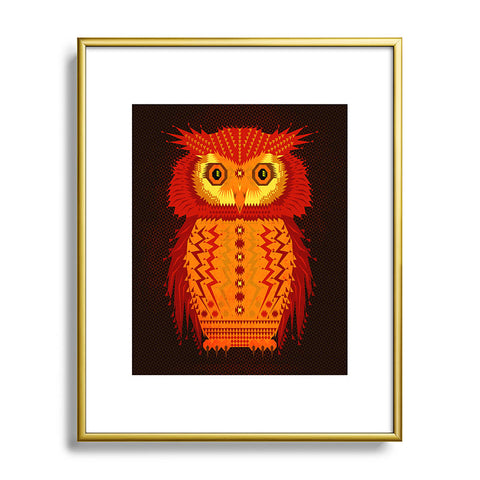 Chobopop Geometric Owl Metal Framed Art Print