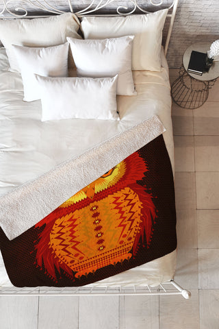 Chobopop Geometric Owl Fleece Throw Blanket