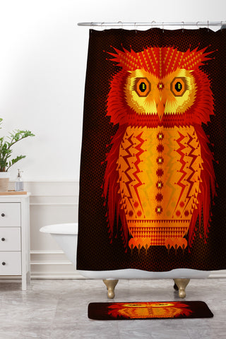 Chobopop Geometric Owl Shower Curtain And Mat