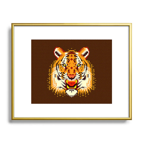 Chobopop Geometric Tiger Metal Framed Art Print