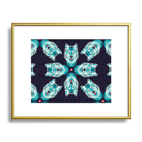 Chobopop Geometric Wolf Metal Framed Art Print