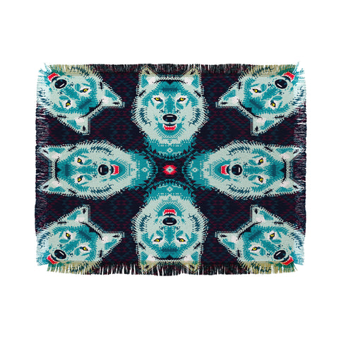 Chobopop Geometric Wolf Throw Blanket