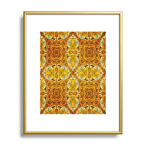 Chobopop Golden Panther Pattern Metal Framed Art Print