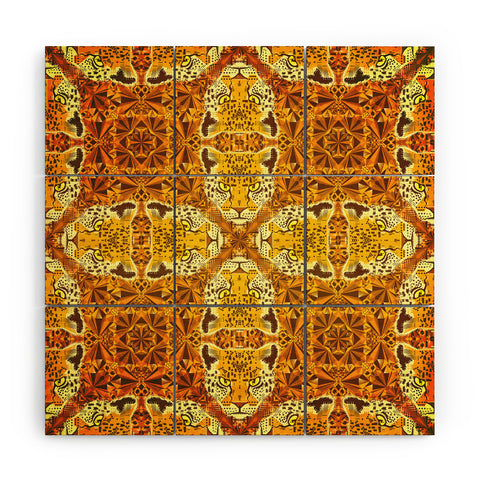 Chobopop Golden Panther Pattern Wood Wall Mural