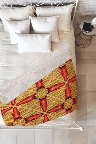 Chobopop Horse Pattern Red Fleece Throw Blanket