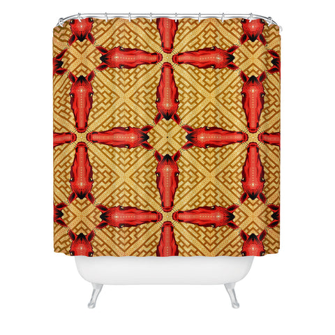 Chobopop Horse Pattern Red Shower Curtain