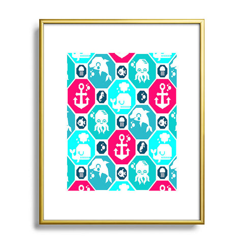 Chobopop Marine Pattern Metal Framed Art Print