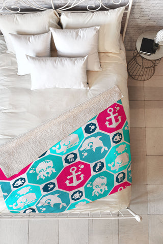 Chobopop Marine Pattern Fleece Throw Blanket
