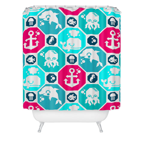 Chobopop Marine Pattern Shower Curtain
