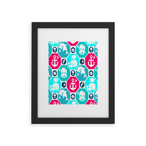 Chobopop Marine Pattern Framed Art Print