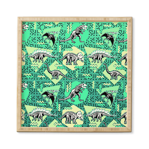 Chobopop Nineties Dinosaur Skeleton Pattern Framed Wall Art