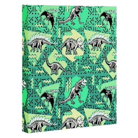 Chobopop Nineties Dinosaur Skeleton Pattern Art Canvas