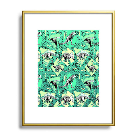 Chobopop Nineties Dinosaur Skeleton Pattern Metal Framed Art Print