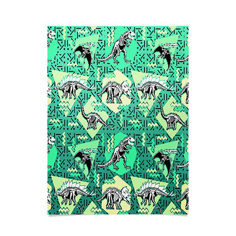 Chobopop Nineties Dinosaur Skeleton Pattern Poster