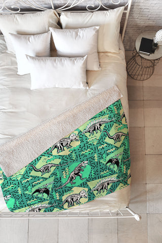 Chobopop Nineties Dinosaur Skeleton Pattern Fleece Throw Blanket