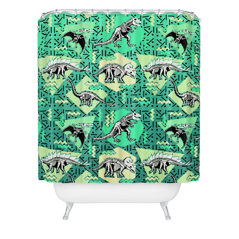 Chobopop Nineties Dinosaur Skeleton Pattern Shower Curtain