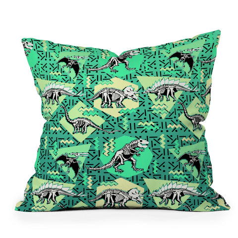 Chobopop Nineties Dinosaur Skeleton Pattern Throw Pillow