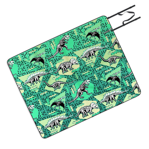 Chobopop Nineties Dinosaur Skeleton Pattern Picnic Blanket