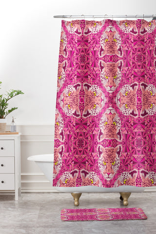 Chobopop Pink Panther Pattern Shower Curtain And Mat