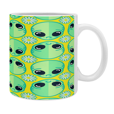 Chobopop Sad Alien And Daisy Pattern Coffee Mug